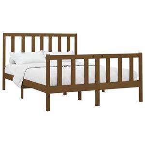 vidaXL Bettgestell Massivholzbett Honigbraun Kiefer 150x200 cm 5FT King Size Bett Bettges