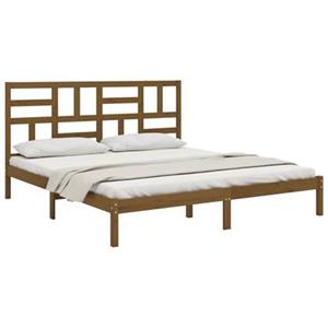 vidaXL Massivholzbett Honigbraun 200x200 cm 