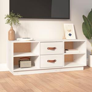 VidaXL Tv-meubel 100x34x40 Cm Massief Grenenhout Wit