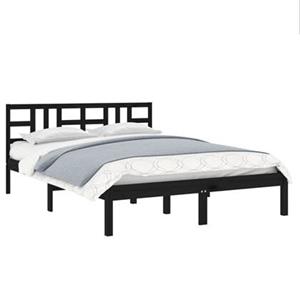 VidaXL Bedframe massief hout zwart 200x200 cm