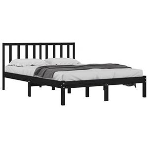 VidaXL Bedframe massief grenenhout zwart 200x200 cm