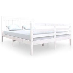 VidaXL Bedframe massief hout wit 150x200 cm 5FT King Size
