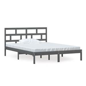 vidaXL Massivholzbett Grau 150x200 cm 5FT King Size 