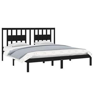 VidaXL Bedframe massief grenenhout zwart 200x200 cm