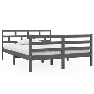 vidaXL Massivholzbett Grau Kiefer 140x190 cm 