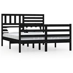 vidaXL Massivholzbett Schwarz 120x200 cm 