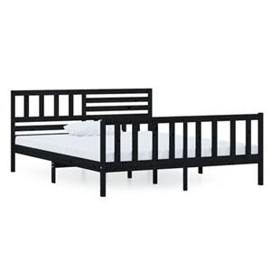 VidaXL Bedframe massief hout zwart 120x200 cm