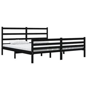 VidaXL Bedframe massief grenenhout zwart 180x200 cm 6FT Super King