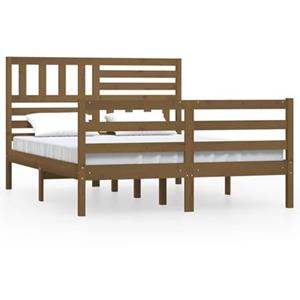VidaXL Bedframe massief hout honingbruin 135x190 cm 4FT6 Double