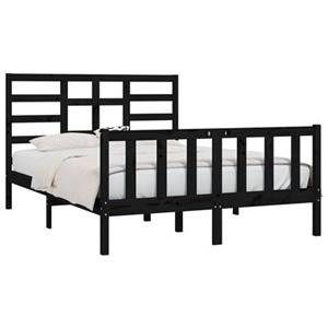 vidaXL Bettgestell »Massivholzbett Schwarz Kiefer 160x200 cm Bett Bettgestell Doppelbett Bettrahmen«