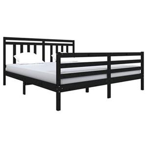 VidaXL Bedframe massief hout zwart 180x200 cm 6FT Super King