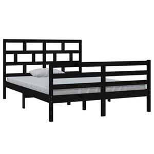 VidaXL Bedframe massief grenenhout zwart 140x200 cm