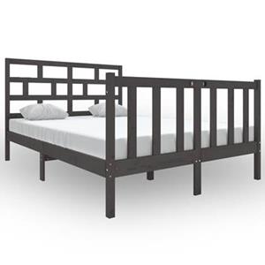 VidaXL Bedframe massief grenenhout grijs 140x190 cm