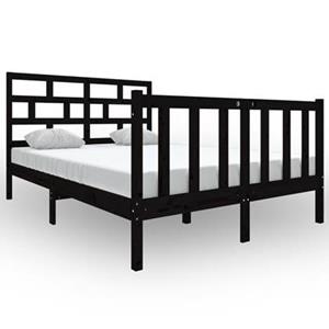 VidaXL Bedframe massief grenenhout zwart 140x190 cm