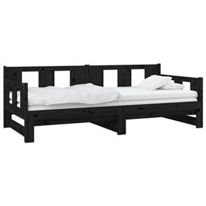 vidaXL Bettgestell Tagesbett Gästebett Ausziehbar Schwarz Massivholz Kiefer 2x80x200 cm B