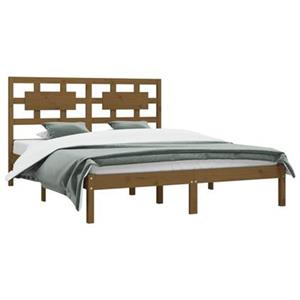 vidaXL Massivholzbett Honigbraun Kiefer 200x200 cm 