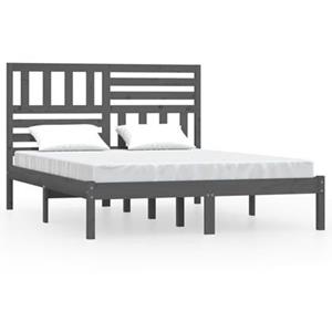 vidaXL Massivholzbett Grau Kiefer 150x200 cm 5FT King Size 