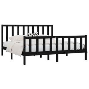 VidaXL Bedframe massief hout zwart 200x200 cm