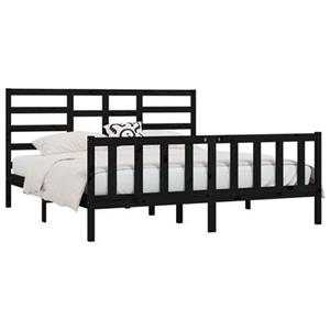 VidaXL Bedframe massief grenenhout zwart 200x200 cm