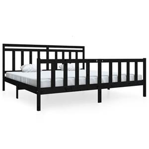 VidaXL Bedframe massief hout zwart 200x200 cm