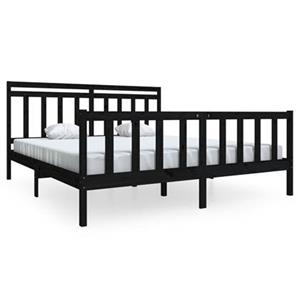 vidaXL Massivholzbett Schwarz 180x200 cm 6FT Super King 