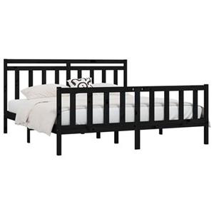VidaXL Bedframe massief grenenhout zwart 200x200 cm