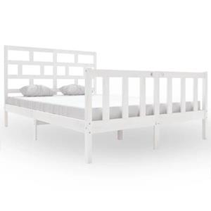 vidaXL Bedframe massief grenenhout wit 150x200 cm 5FT king size