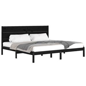 VidaXL Bedframe massief grenenhout zwart 200x200 cm