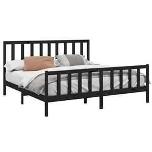 VidaXL Bedframe massief grenenhout zwart 200x200 cm