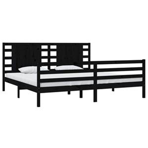 VidaXL Bedframe massief grenenhout zwart 180x200 cm 6FT Super King