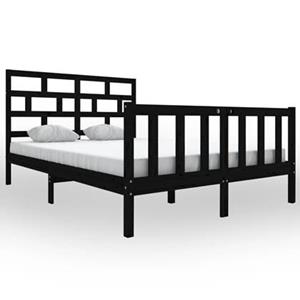 vidaXL Massivholzbett Schwarz Kiefer 150x200 cm 5FT King Size 