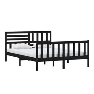 vidaXL Massivholzbett Schwarz 150x200 cm 5FT King Size 