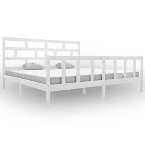 VidaXL Bedframe massief grenenhout wit 180x200 cm 6FT Super King