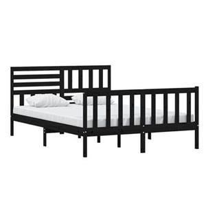 vidaXL Massivholzbett Schwarz 140x200 cm 