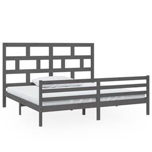 VidaXL Bedframe massief grenenhout grijs 200x200 cm
