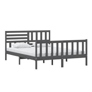 VidaXL Bedframe massief hout grijs 150x200 cm 5FT King Size