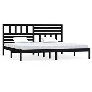 VidaXL Bedframe massief grenenhout zwart 200x200 cm