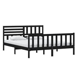 vidaXL Massivholzbett Schwarz 160x200 cm 