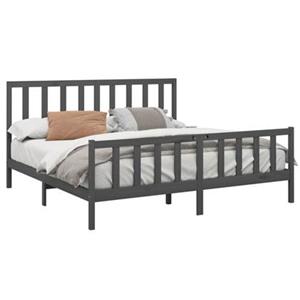 VidaXL Bedframe massief grenenhout grijs 200x200 cm