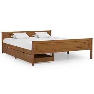VidaXL Bedframe met 2 lades massief grenenhout honingbruin 160x200 cm