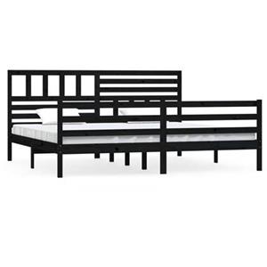 VidaXL Bedframe massief hout zwart 200x200 cm