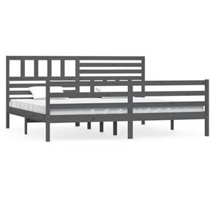 VidaXL Bedframe massief hout grijs 200x200 cm