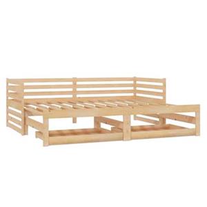 vidaXL Slaapbank uitschuifbaar massief grenenhout 2x(90x200) cm