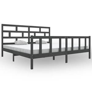 VidaXL Bedframe massief grenenhout grijs 200x200 cm