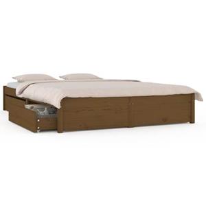 VidaXL Bedframe met lades honingbruin 120x190 cm 4FT Small Double