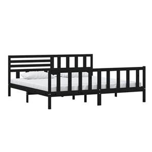 VidaXL Bedframe massief hout zwart 200x200 cm