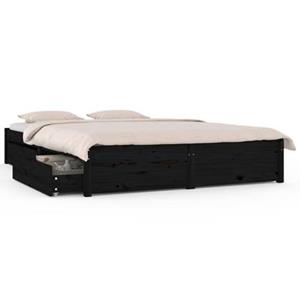 vidaXL Bedframe met lades zwart 120x190 cm 4FT Small Double
