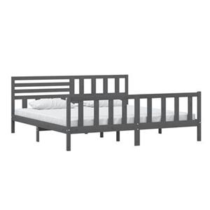 VidaXL Bedframe massief hout grijs 200x200 cm