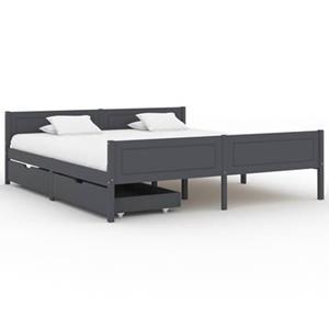 VidaXL Bedframe met 2 lades massief grenenhout donkergrijs 180x200 cm