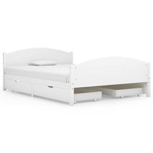 VidaXL Bedframe met 2 lades massief grenenhout wit 160x200 cm